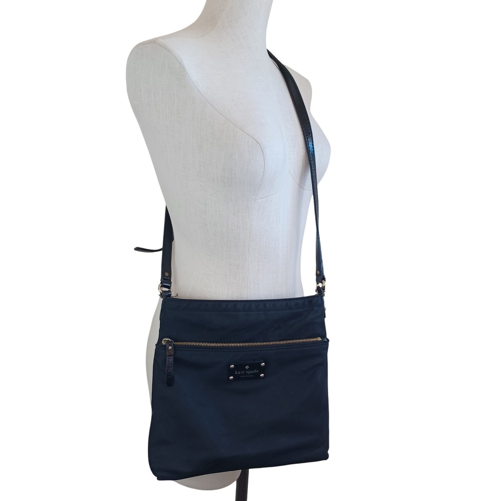 Kate Spade New York Black Nylon Patent Leather Crossbody Bag